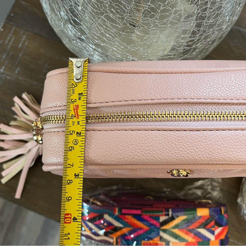 QUILTED Pale Pink Small Crossbody Clutch Purse Bag with 2 Straps Included NWOT - Picture 6 of 11